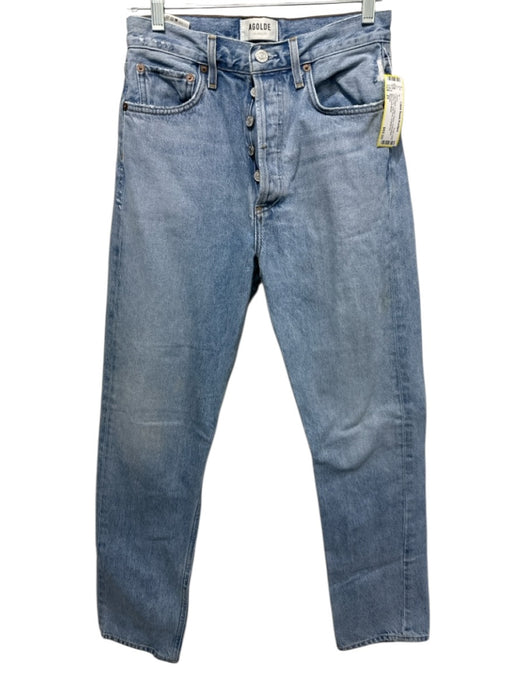 Agolde Size 25 Light Wash Cotton Denim Distressed Button Fly High Rise Jeans Light Wash / 25