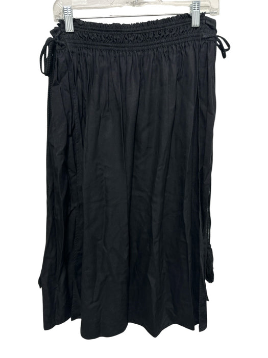 Apiece Apart Size M Black Tencel Elastic Waist Midi Tassels Rope Skirt Black / M