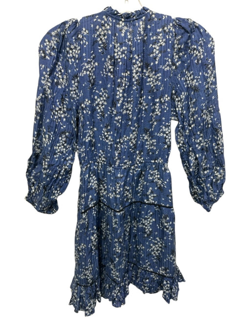 Ulla Johnson Size 0 Blue, White, Black Cotton 3/4 Sleeve Floral Mini Dress Blue, White, Black / 0