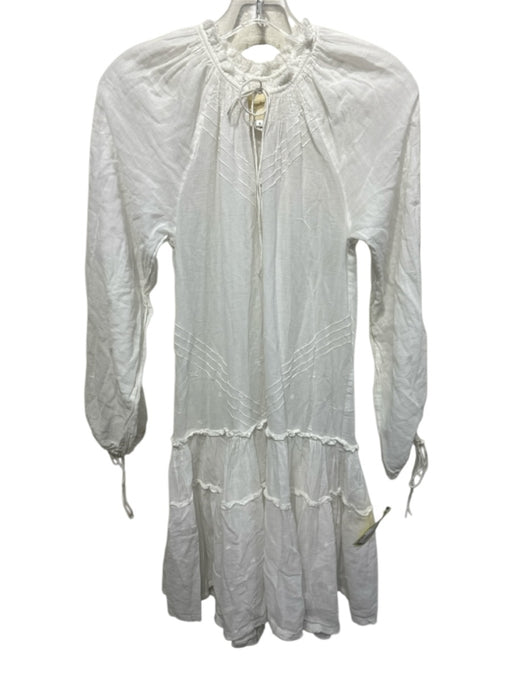 Anaak Size 0 White Cotton Slip Incld Long Sleeve Knee Length Drop Waist Dress White / 0