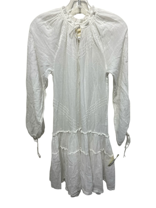 Anaak Size 0 White Cotton Slip Incld Long Sleeve Knee Length Drop Waist Dress White / 0