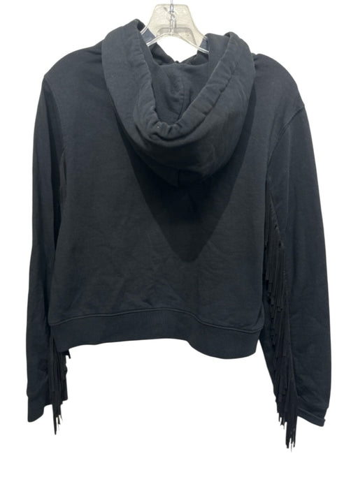 ALLSAINTS Size S Black Cotton Fringe Hoodie Long Sleeve Sweater Sweatshirt Black / S