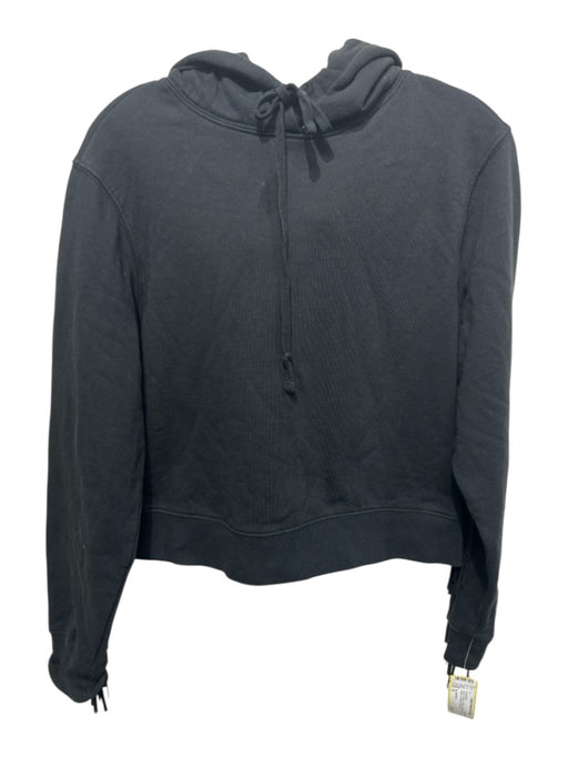 ALLSAINTS Size S Black Cotton Fringe Hoodie Long Sleeve Sweater Sweatshirt Black / S