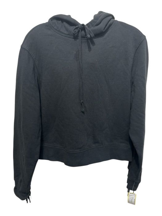 ALLSAINTS Size S Black Cotton Fringe Hoodie Long Sleeve Sweater Sweatshirt Black / S