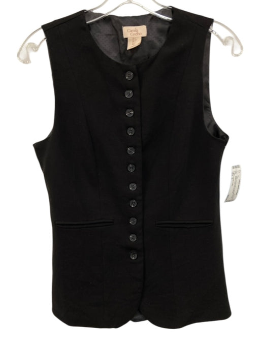 Camila Coelho Size S Black Viscose Blend Adjustable Detail Button Front Vest Top Black / S