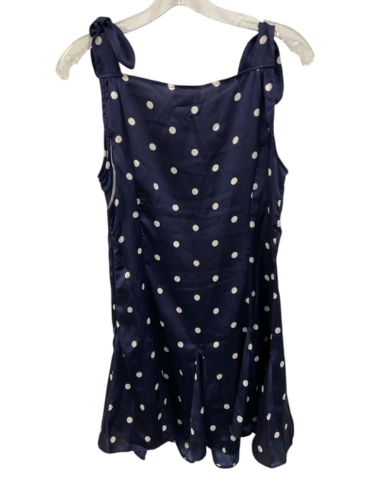 Camila Coelho Size M Navy Blue & White Polyester Satin Polka Dot Tie Strap Dress Navy Blue & White / M