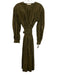 Ulla Johnson Size 2 Olive Green Cotton V Neck Gathered Waist Midi Dress Olive Green / 2