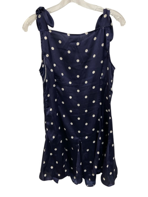 Camila Coelho Size S Navy Blue & White Polyester Satin Polka Dot Tie Strap Dress Navy Blue & White / S
