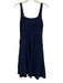 Nicole Miller Size S Navy Blue Cotton Shirred Back Eyelet Floral Paneled Dress Navy Blue / S
