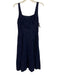 Nicole Miller Size S Navy Blue Cotton Shirred Back Eyelet Floral Paneled Dress Navy Blue / S