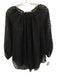 Susan Monaco Size S Black Sheer Gathered Neckline flocked dot Top Black / S