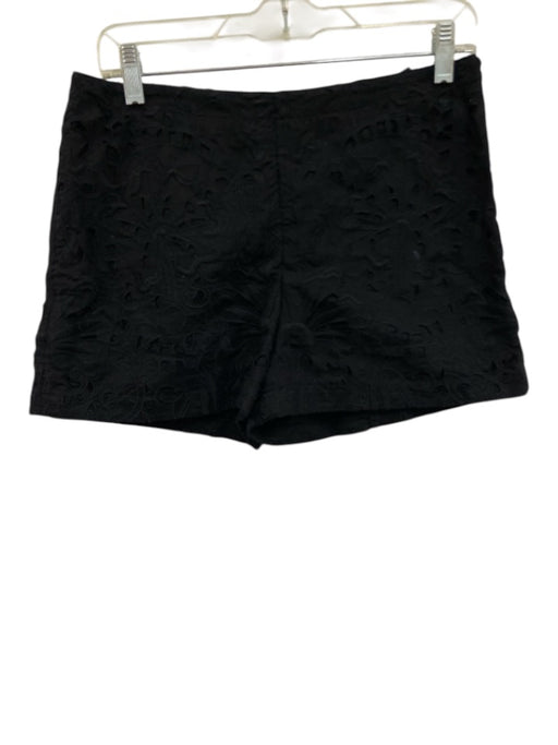 Theory Size 6 Black Linen Cotton Blend Embroidered Side Zip High Rise Shorts Black / 6