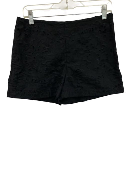 Theory Size 6 Black Linen Cotton Blend Embroidered Side Zip High Rise Shorts Black / 6