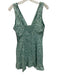 Zara Size M Blue Green Linen Blend Floral Tie V Neck Mini Dress Blue Green / M