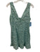 Zara Size M Blue Green Linen Blend Floral Tie V Neck Mini Dress Blue Green / M