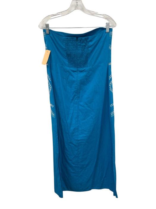 Anna Cate Size M Bright Blue Cotton Embroidered Strapless Back Zip Dress Bright Blue / M
