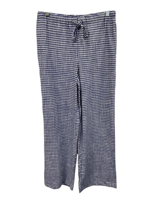 Wilt Size S Navy Blue & White Rayon & Acetate Blend Elastic Waist Gingham Pants Navy Blue & White / S