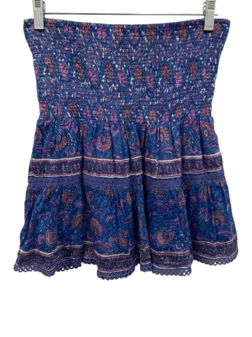 Bell by Alicia Bell Size M Blue & Pink Print Cotton Blend Smocked Floral Skirt Blue & Pink Print / M