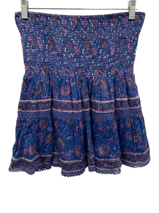 Bell by Alicia Bell Size M Blue & Pink Print Cotton Blend Smocked Floral Skirt Blue & Pink Print / M