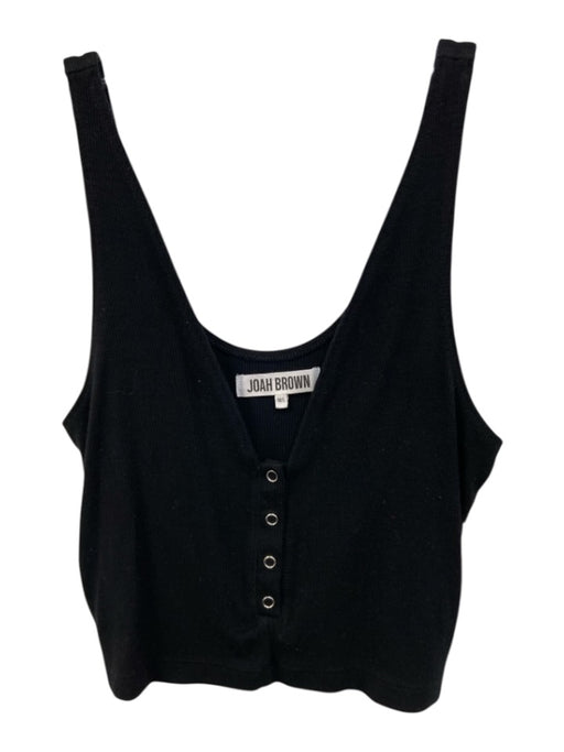 Joah Brown Size M Black Rayon Ribbed Sleeveless Crop Top Black / M