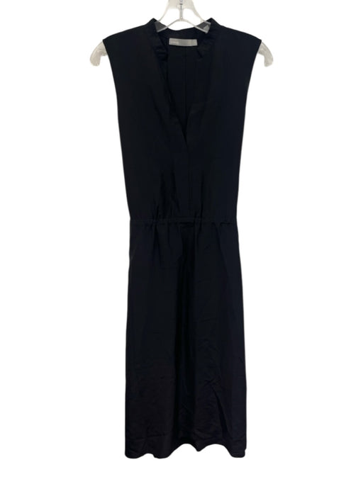 Vince Size XS Black Silk Tie Waist Sleeveless Midi Dress Black / XS