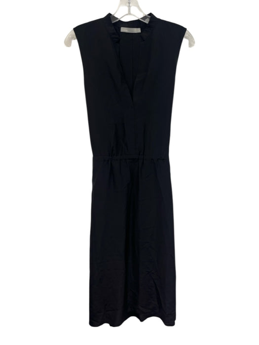 Vince Size XS Black Silk Tie Waist Sleeveless Midi Dress Black / XS