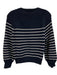 Sezane Size S Navy Blue & White Cotton Horizontal Stripes Henley Knit Sweater Navy Blue & White / S