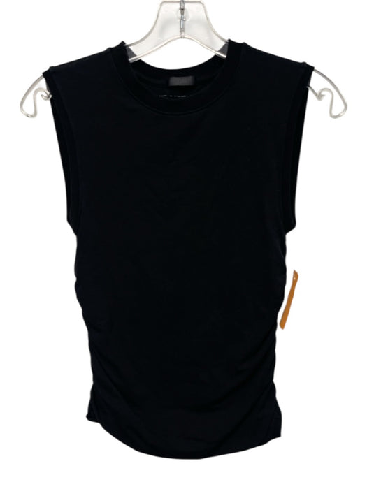 ATM Size S Black Pima Cotton Ruched Sides Sleeveless Top Black / S