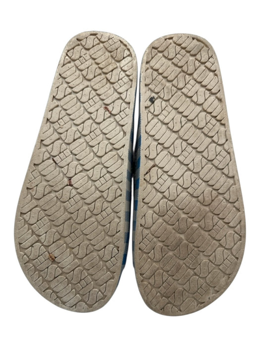 Freedom Moses Shoe Size 38 Blue & Beige Rubber Gingham Faux Buckle Mules Sandals Blue & Beige / 38