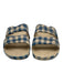 Freedom Moses Shoe Size 38 Blue & Beige Rubber Gingham Faux Buckle Mules Sandals Blue & Beige / 38