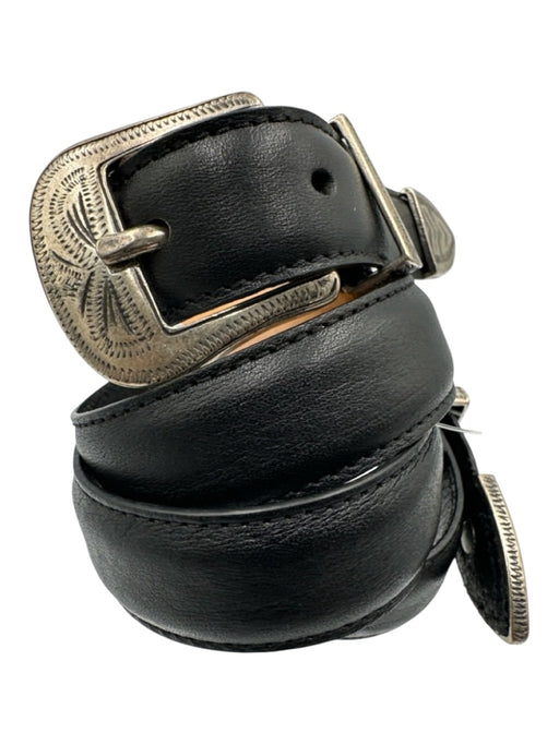 Ba&sh Black Leather Double Buckle Waist Belt Belts Black / M / 85