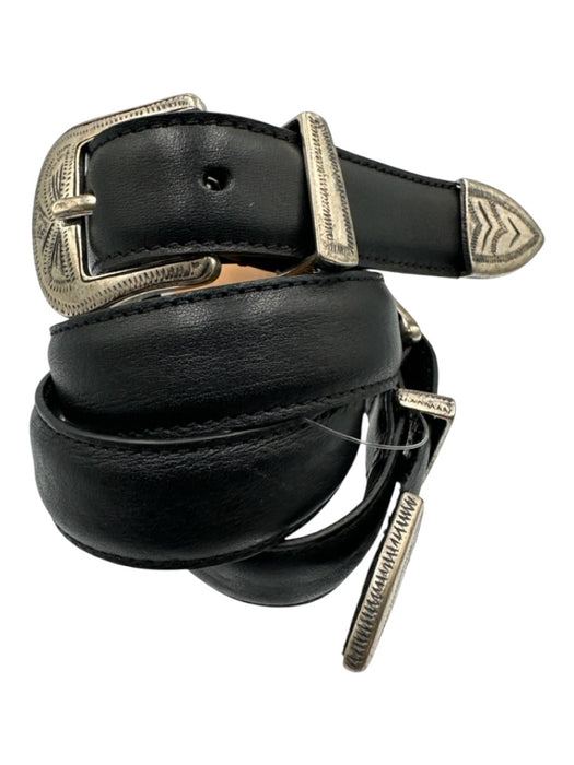 Ba&sh Black Leather Double Buckle Waist Belt Belts Black / M / 85