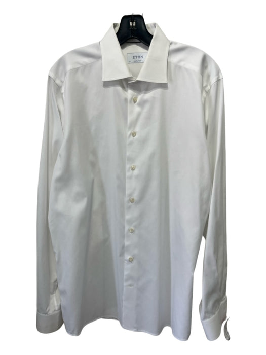 Eton Size 16 White Cotton Solid Button Down Men's Long Sleeve Shirt 16