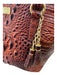 Brahmin Brown Leather Croc Embossed Top Handles GHW Zip Close Bag Brown / L