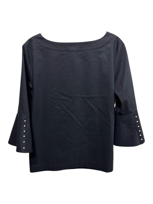 Hinson Wu Size 4 Black Cotton & Polyester Bust Darts 3/4 Bell Sleeve Top Black / 4
