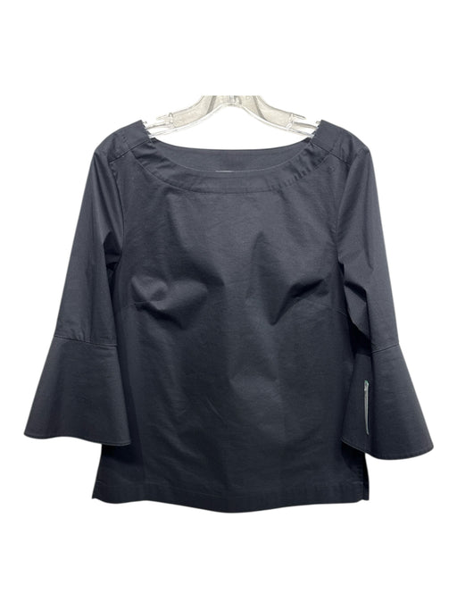 Hinson Wu Size 4 Black Cotton & Polyester Bust Darts 3/4 Bell Sleeve Top Black / 4