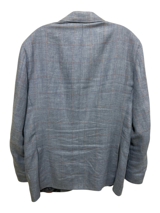 Samuelsohn Blue & Orange Linen Plaid 2 Button Men's Blazer Blue & Orange / 43