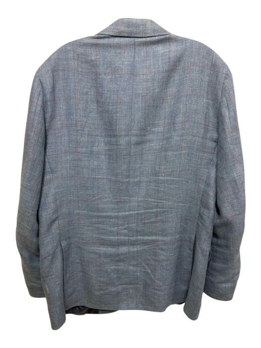Samuelsohn Blue & Orange Linen Plaid 2 Button Men's Blazer Blue & Orange / 43