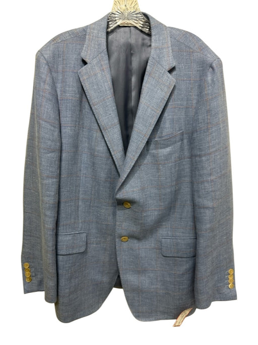 Samuelsohn Blue & Orange Linen Plaid 2 Button Men's Blazer Blue & Orange / 43