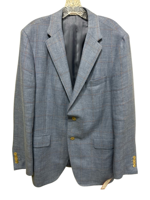 Samuelsohn Blue & Orange Linen Plaid 2 Button Men's Blazer Blue & Orange / 43