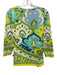 J. McLaughlin Size M Multicolor Nylon 3/4 Sleeve V Neck Top Multicolor / M