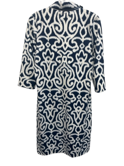 Gretchen Scott Size S Blue & White Polyester 3/4 Sleeve Ikat Collared Dress Blue & White / S
