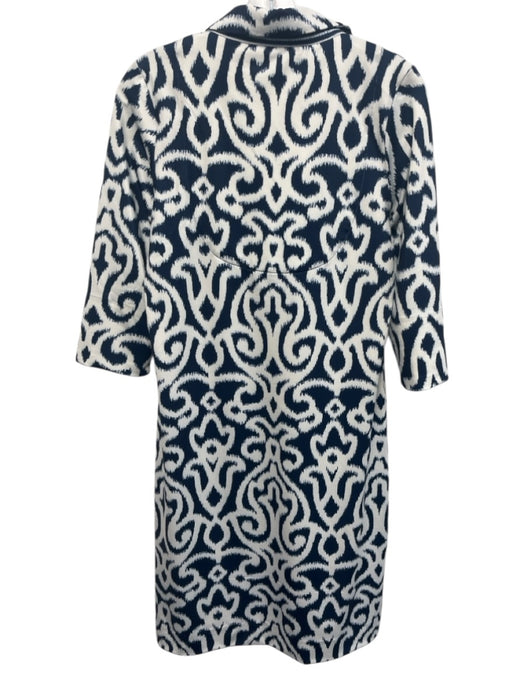 Gretchen Scott Size S Blue & White Polyester 3/4 Sleeve Ikat Collared Dress Blue & White / S