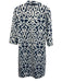 Gretchen Scott Size S Blue & White Polyester 3/4 Sleeve Ikat Collared Dress Blue & White / S