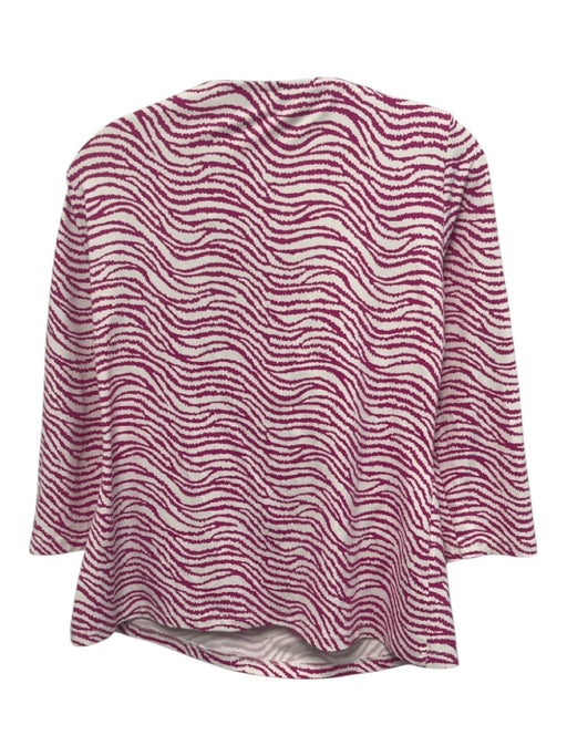 J. McLaughlin Size M White & Pink Nylon Boat Neck Striped Top White & Pink / M