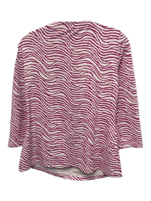J. McLaughlin Size M White & Pink Nylon Boat Neck Striped Top White & Pink / M