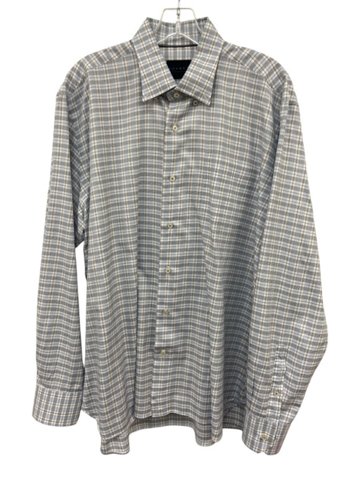 Calder Carmel Size L Gray & Blue Cotton Plaid Button Up Men's Long Sleeve Shirt Gray & Blue / L