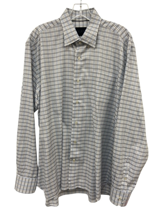 Calder Carmel Size L Gray & Blue Cotton Plaid Button Up Men's Long Sleeve Shirt Gray & Blue / L