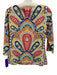 J. McLaughlin Size M Multicolor Nylon Boat Neck 3/4 Sleeve All Over Print Top Multicolor / M