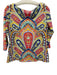 J. McLaughlin Size M Multicolor Nylon Boat Neck 3/4 Sleeve All Over Print Top Multicolor / M